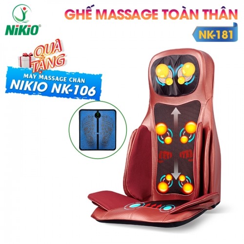 Ghế đệm massage ô tô nhiệt hồng ngoại cao cấp Nikio NK-181 - Giảm đau nhức lưng, mông, cổ vai gáy