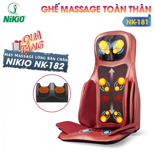 Ghế đệm massage ô tô nhiệt hồng ngoại cao cấp Nikio NK-181 - Giảm đau nhức lưng, mông, cổ vai gáy