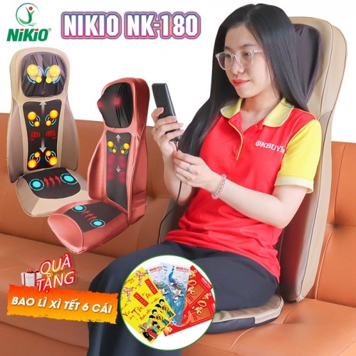 Ghế đệm massage lưng cổ vai gáy hồng ngoại Nikio NK-180 - Dùng được trên ô tô