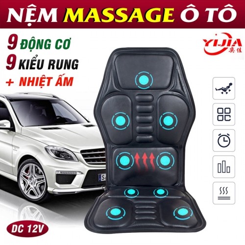 Ghế đệm massage ô tô hoặc tại nhà có nhiệt sưởi, 9 cấp độ rụng YIJIA YJ-308 - 12V