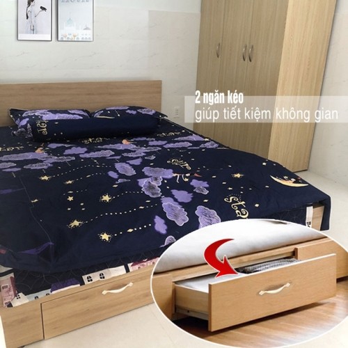 Giường ngủ gỗ MDF có 2 ngăn kéo ở cuối giường 1m6 x 2m_01