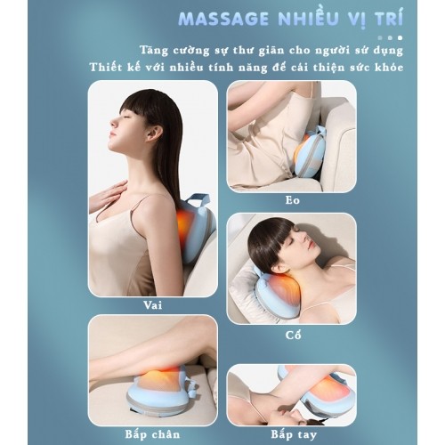 Gối massage hồng ngoại đa năng sử dụng cho nhiều vị trí Nikio NK-135