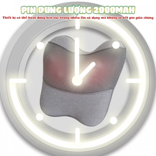 Gối massage lưng cổ vai gáy pin sạc 2000 mAh Booster ST-1203