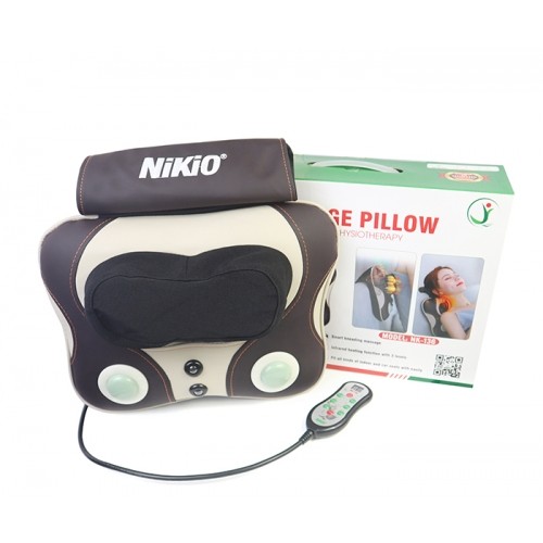Gối massage xoay và đấm bóp cổ lưng pin sạc cao cấp Nikio NK-136DC