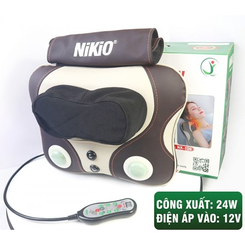 Gối massage pin sạc đấm bóp cổ vai gáy Nikio NK-136DC