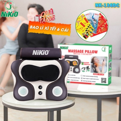 Gối massage cổ vai gáy Nikio NK-136DC - Dòng pin sạc