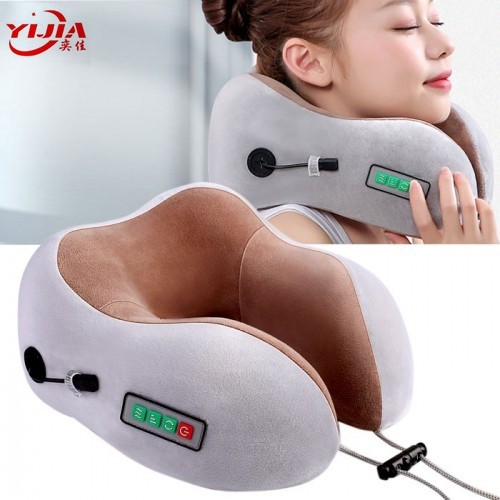Gối ngủ massage chữ U tạo nhiệt trị đau mỏi cổ pin sạc Nhật Bản YIJIA YJ-818
