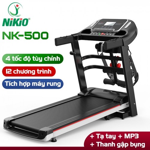 Máy chạy bộ kết hợp mát xa rung giảm mỡ bụng Nikio NK-500 - 2in1