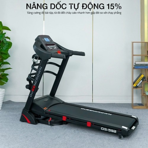 Máy chạy bộ nâng dốc 15% Queen Crown QS592
