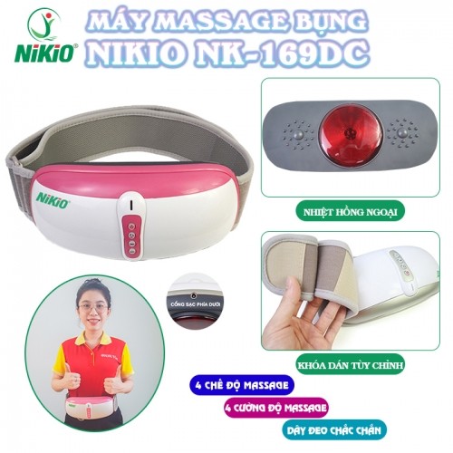 Đai Massage Bụng Nikio NK-169DC - Có  Pin Sạc Và Rung Lắc Hồng Ngoại Hỗ Trợ Giảm Mỡ Bụng