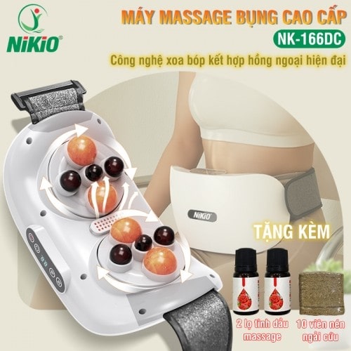 Máy massage bụng Nikio NK-166DC - Công nghệ xoa bóp day ấn xoay tròn 360 độ và kết hợp nhiệt nóng hồng ngoại