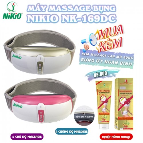 Đai massage bụng pin sạc Nikio NK-169DC - Rung lắc hồng ngoại giảm mỡ bụng nhanh chóng