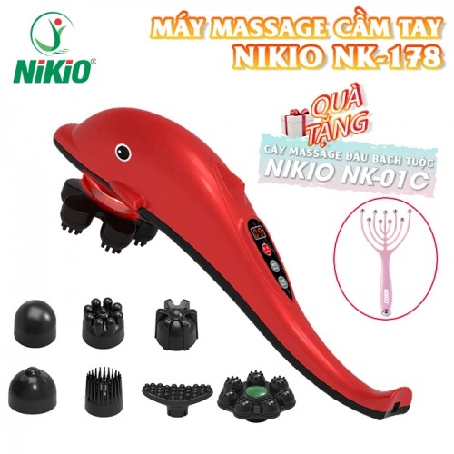 Máy massage cầm tay cá heo Nikio NK-178 - 7 đầu cải tiến mới