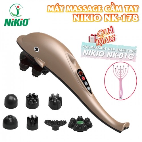 Máy đấm lưng cầm tay cá heo Nikio NK-178 - 7 đầu, không dây pin sạc