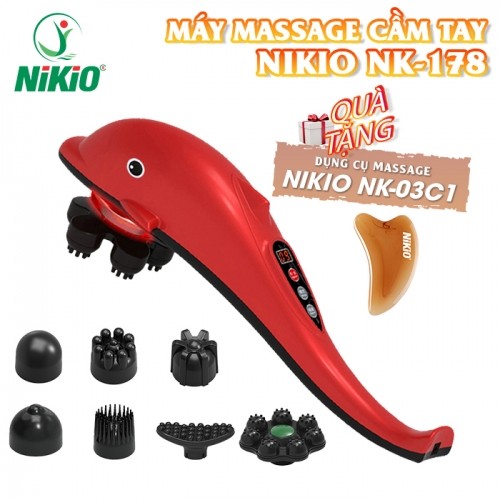 Máy massage cầm tay cá heo pin sạc Nikio NK-178 - 7 đầu cải tiến mới