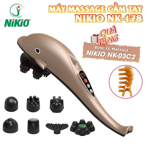 Máy đấm lưng cầm tay cá heo Nikio NK-178 - 7 đầu, không dây pin sạc