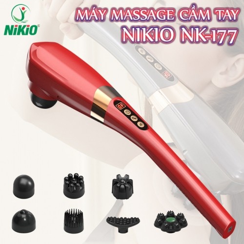Máy massage cầm tay 7 đầu màu đỏ Nikio NK-177
