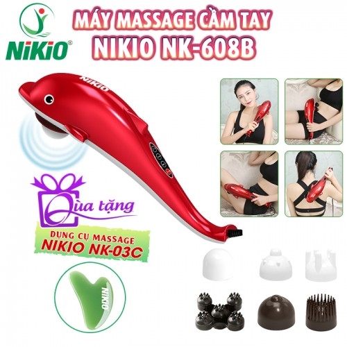 Máy massage cầm tay cá heo 6 đầu Nikio NK-608B - 5 tốc độ, 3 chế độ mát xa