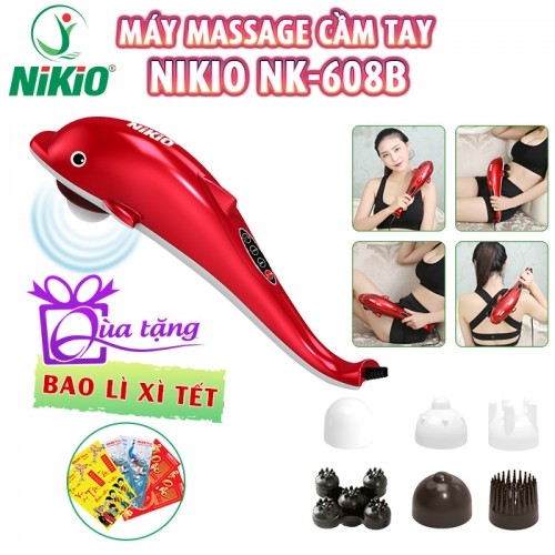 Máy massage cầm tay cá heo 6 đầu Nikio NK-608B - 5 tốc độ, 3 chế độ mát xa