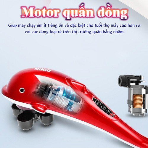 Máy massage cầm tay cá heo motor quấn đồng Nikio PL-608B