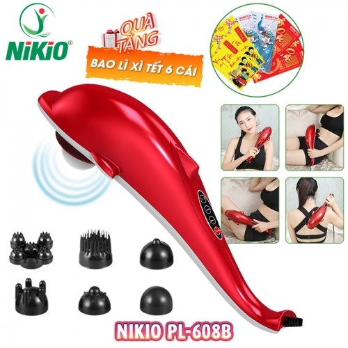 Máy massage cầm tay cá heo Nikio PL-608B - Mẫu mới, nhiều chế độ massage