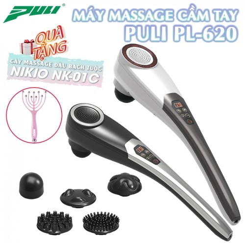 Máy massage cầm tay Puli PL-620DC - 5 đầu mát xa, không dây pin sạc, cán tay dài