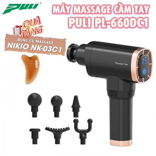 Súng massage cầm tay Puli PL-660DC1 - 6 đầu, mát xa giảm đau nhức căng cơ toàn thân