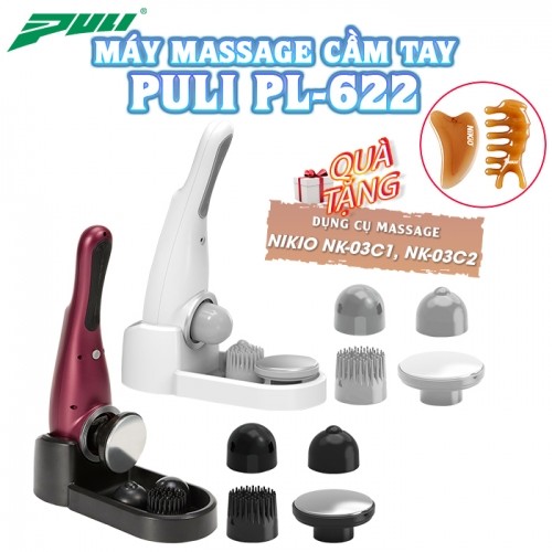 Máy massage mặt pin sạc rung và nóng PULI PL-622 - 4 đầu mát xa, mát rung nóng toàn thân