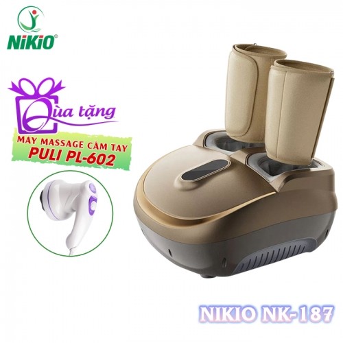 Máy massage chân nén ép áp suất khí trị liệu suy giãn tĩnh mạch Nikio NK-187 - 2in1, có remote - Màu vàng