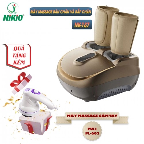 Máy massage chân nén ép áp suất khí trị liệu suy giãn tĩnh mạch Nikio NK-187 - 2in1, có remote