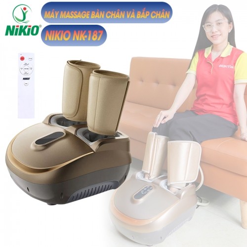 Máy massage chân nén ép áp suất khí trị liệu suy giãn tĩnh mạch Nikio NK-187 - 2in1, có remote - Màu vàng