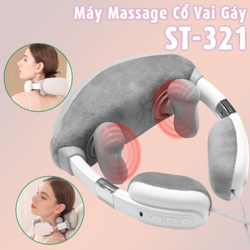 Máy massage cổ vai gáy ST-321 pin sạc - Công nghệ xoa bóp kết hợp chườm nóng giảm đau nhức cổ, căng cứng cổ