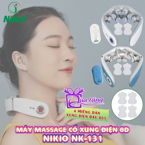 Máy Massage Cổ Xung Điện 8D Nikio NK-131 - Rung Nóng Kết Hợp Ánh Sáng Sinh Học