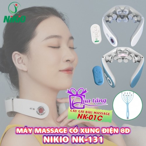 Máy Massage Cổ Xung Điện 8D Nikio NK-131 - Rung Nóng Kết Hợp Ánh Sáng Sinh Học