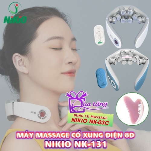 Máy Massage Cổ Xung Điện 8D Nikio NK-131 - Rung Nóng Kết Hợp Ánh Sáng Sinh Học