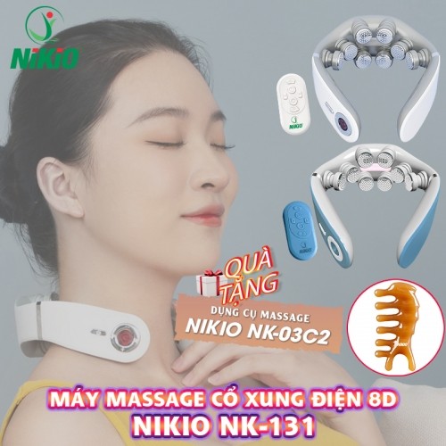 Máy Massage Cổ Xung Điện 8D Nikio NK-131 - Rung Nóng Kết Hợp Ánh Sáng Sinh Học