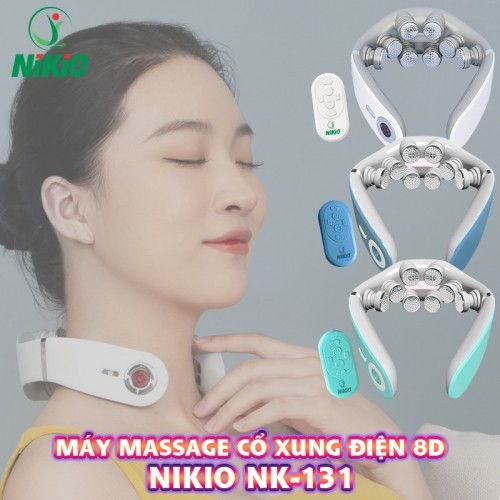 Máy massage cổ xung điện 8D Nikio NK-131 - Rung nóng kết hợp ánh sáng sinh học, HDSD bằng giọng nói