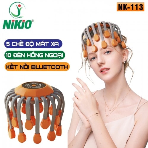 Máy massage đầu bạch tuộc 20 chân Nikio NK-113 - Massage thư giãn giảm đau nhức đầu, tăng tuần hoàn máu, giảm stress