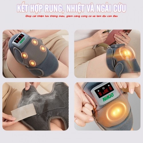 Máy massage đầu gối, khuỷu tay, vai rung, nhiệt, ngải cứu Nikio NK-185D