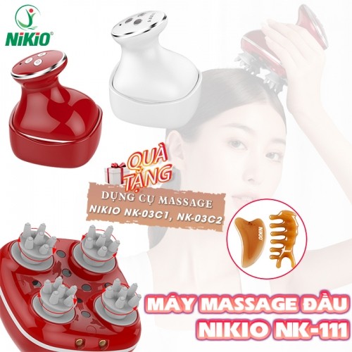 Máy massage đầu cầm tay tia hồng ngoại kết hợp rung và xoa bóp Nikio NK-111 - Giúp giảm đau nhức đầu nhanh chóng, chống nước