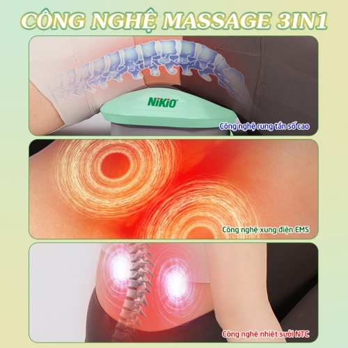 Máy massage thắt lưng chức năng 3 in 1 Nikio NK-159