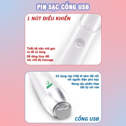 Máy massage đẹp da mắt pin sạc qua cổng USB Nikio NK-115
