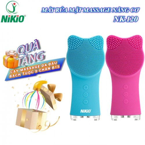 Máy rửa mặt massage nâng cơ Nikio NK-120 - Đầu silicon cao cấp, tay cầm chắc chắn rửa mạch siêu sạch