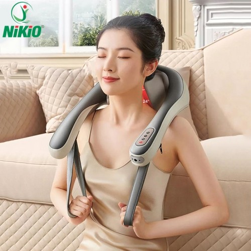 Máy massage cổ vai gáy 6D pin sạc Nikio NK-138 - Xoa bóp day ấn mô phỏng như bàn tay người giảm đau nhức và mỏi nhanh chóng