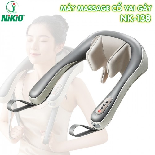 Máy massage cổ vai gáy 6D pin sạc Nikio NK-138 - Xoa bóp day ấn mô phỏng như bàn tay người giảm đau nhức và mỏi nhanh chóng