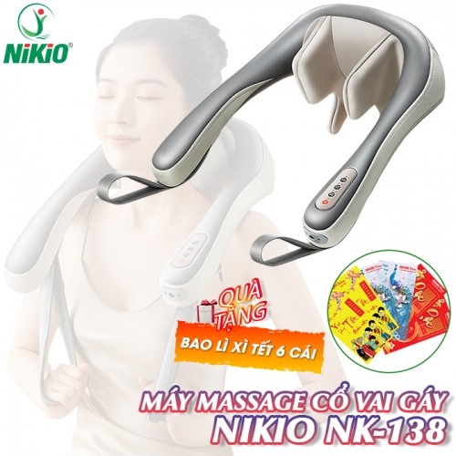 Máy massage cổ vai gáy 6D pin sạc Nikio NK-138 - Xoa bóp day ấn mô phỏng như bàn tay người giảm đau nhức và mỏi nhanh chóng