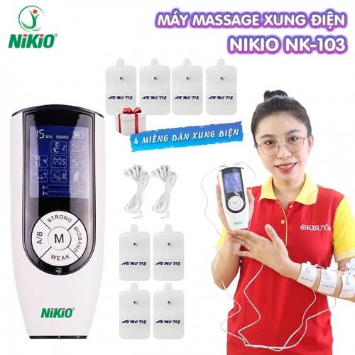 Máy massage xung điện 2 điện cực song song Nikio NK-103 - 4 miếng dán