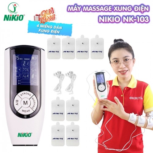 Máy Massage Xung Điện Nikio NK-103 Có 4 Miếng Dán Và 2 Điện Cực Song Song