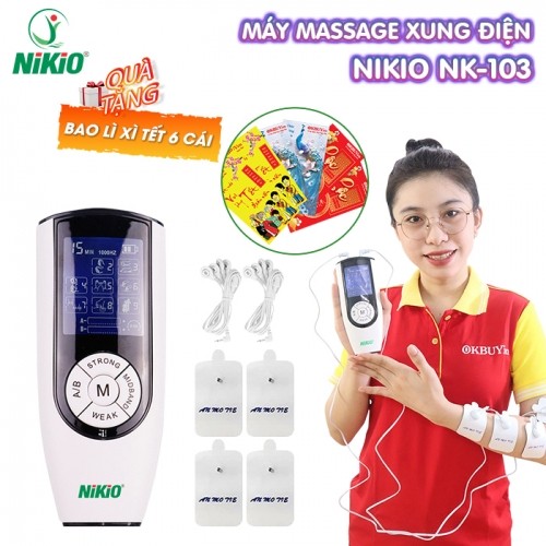 Máy Massage Xung Điện Nikio NK-103 Có 4 Miếng Dán Và 2 Điện Cực Song Song