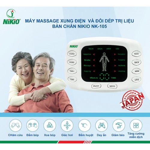 Máy massage xung điện 4 miếng dán và dép massage chân Nikio NK-105-03